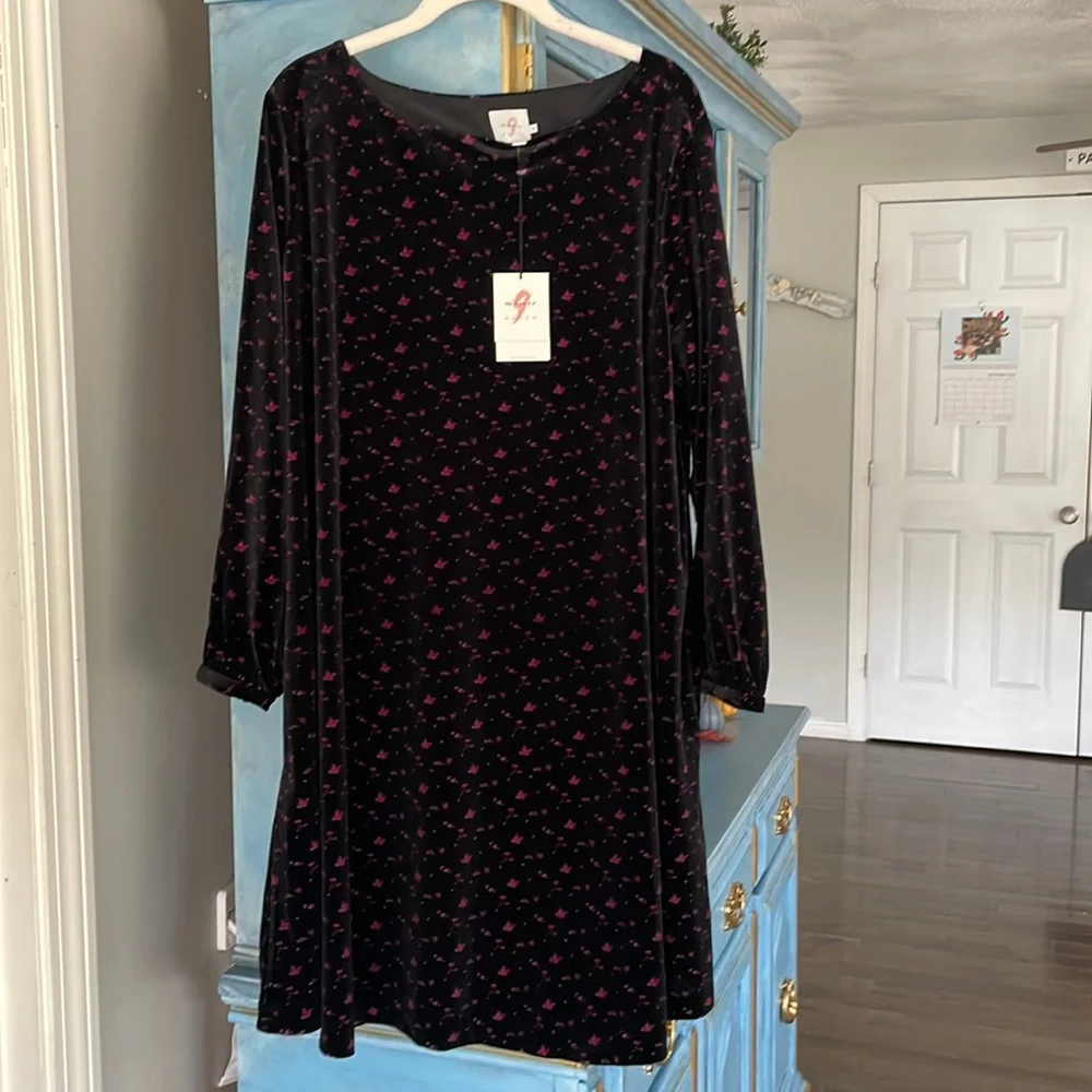 the nines by hatch floral dress velvet swing floral dress XL - Picture 3 of 7